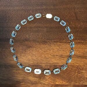 Antique Icy Blue Collar Necklace Faceted Glass